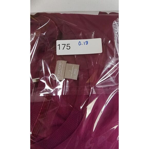 Chico's magenta crew neck pullover sweatshirt tunic side zippers Large 2 NWT - Picture 9 of 9